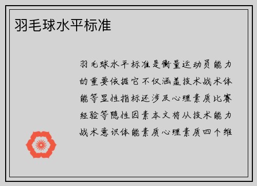 羽毛球水平标准